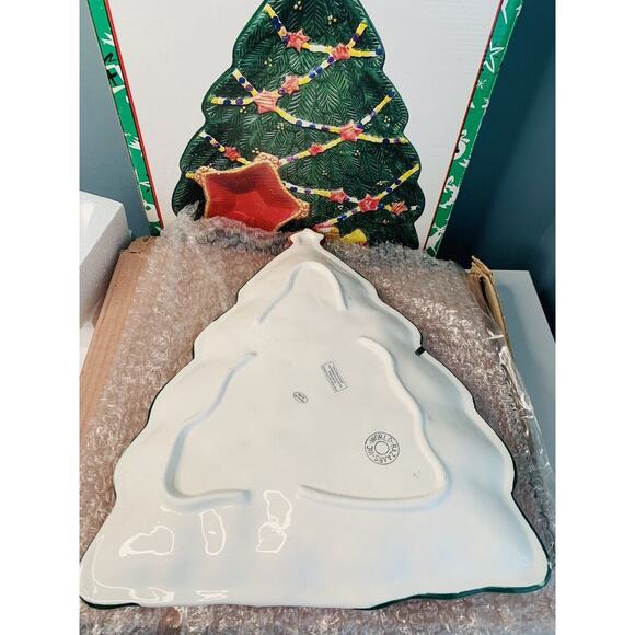 Vintage Chip Dip Platter World Bazaar’s Christmas Tree Condiments NIB New In Box - Picture 2 of 13